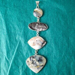 2/35$ NWOT dentritic opal 4.5" 925 silver pendant